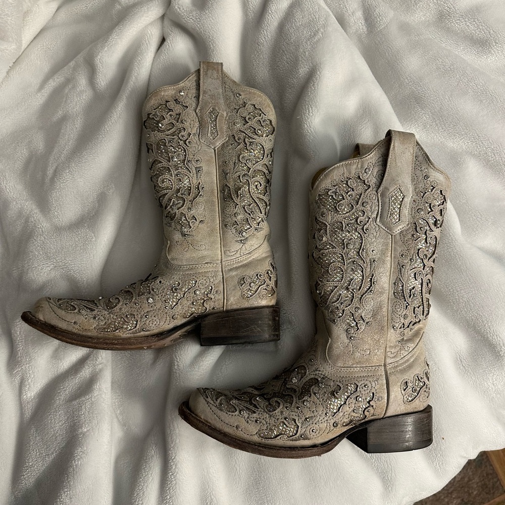 Corral boots, wedding glitter
